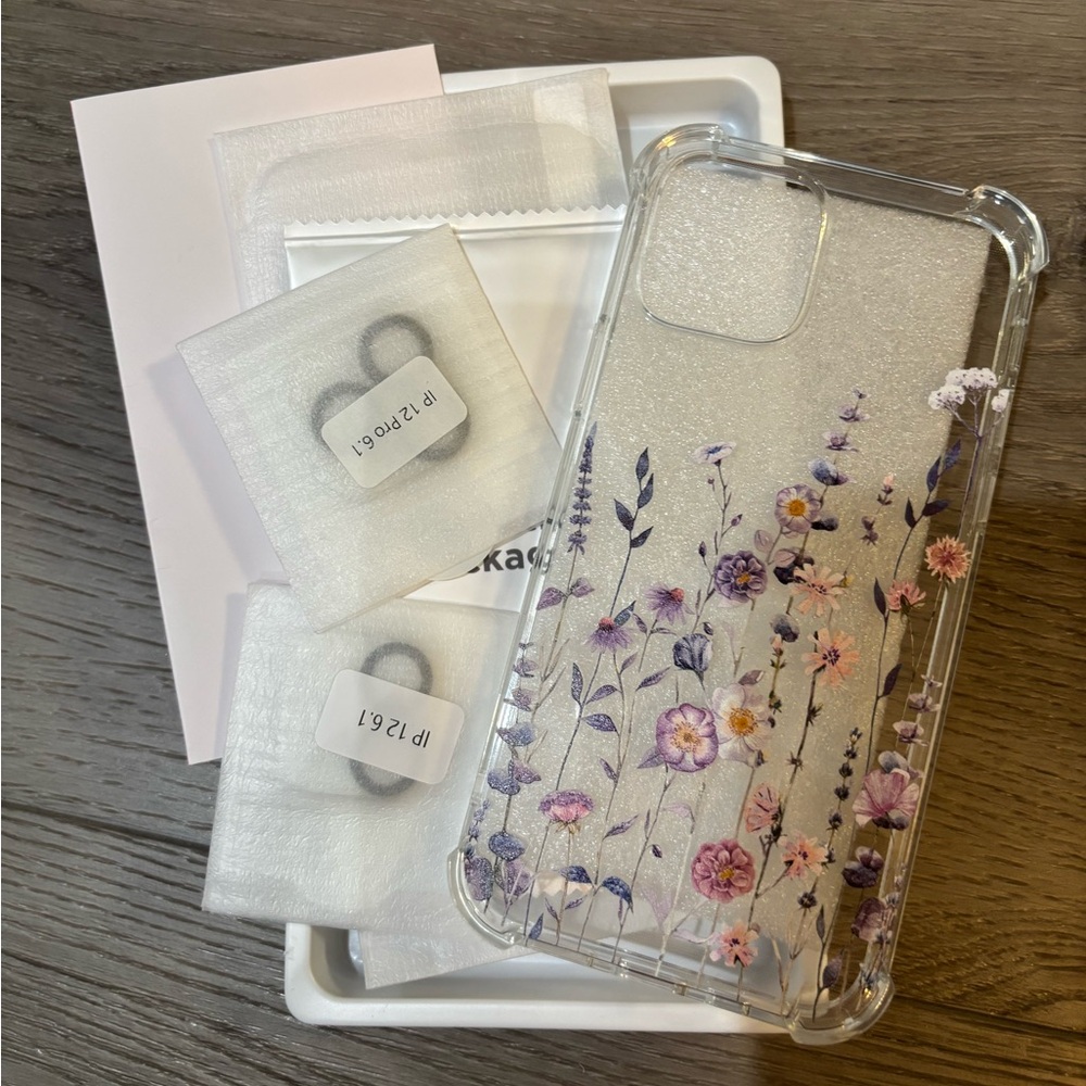 GVIEWIN Floral Clear Phone Case for iPhone 12 Screen and lens Protector